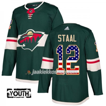Lapsille NHL Minnesota Wild Pelipaita Eric Staal 12 Adidas 2017-2018 Vihreä USA Flag Fashion Authentic